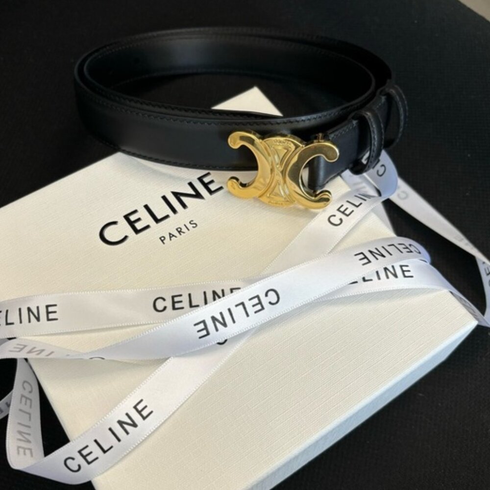 Celine Triomphe Gold Buckle 85 Belt